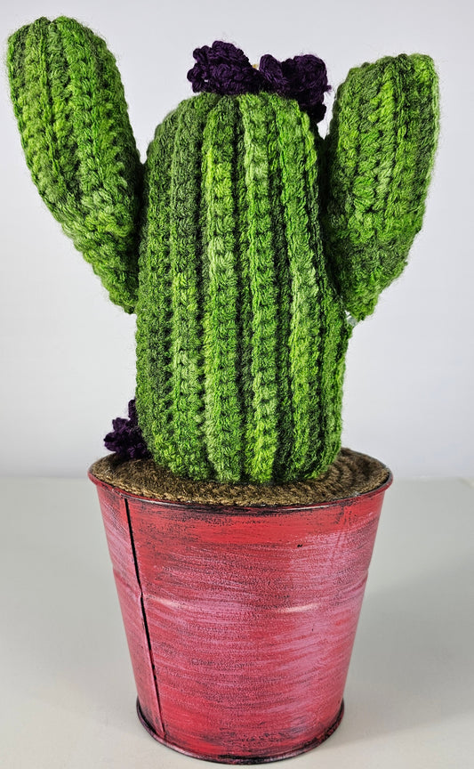 Crocheted Purple Saguaro Cactus