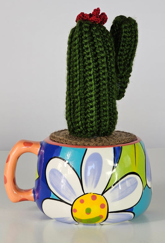 Crocheted Red Saguaro Cactus