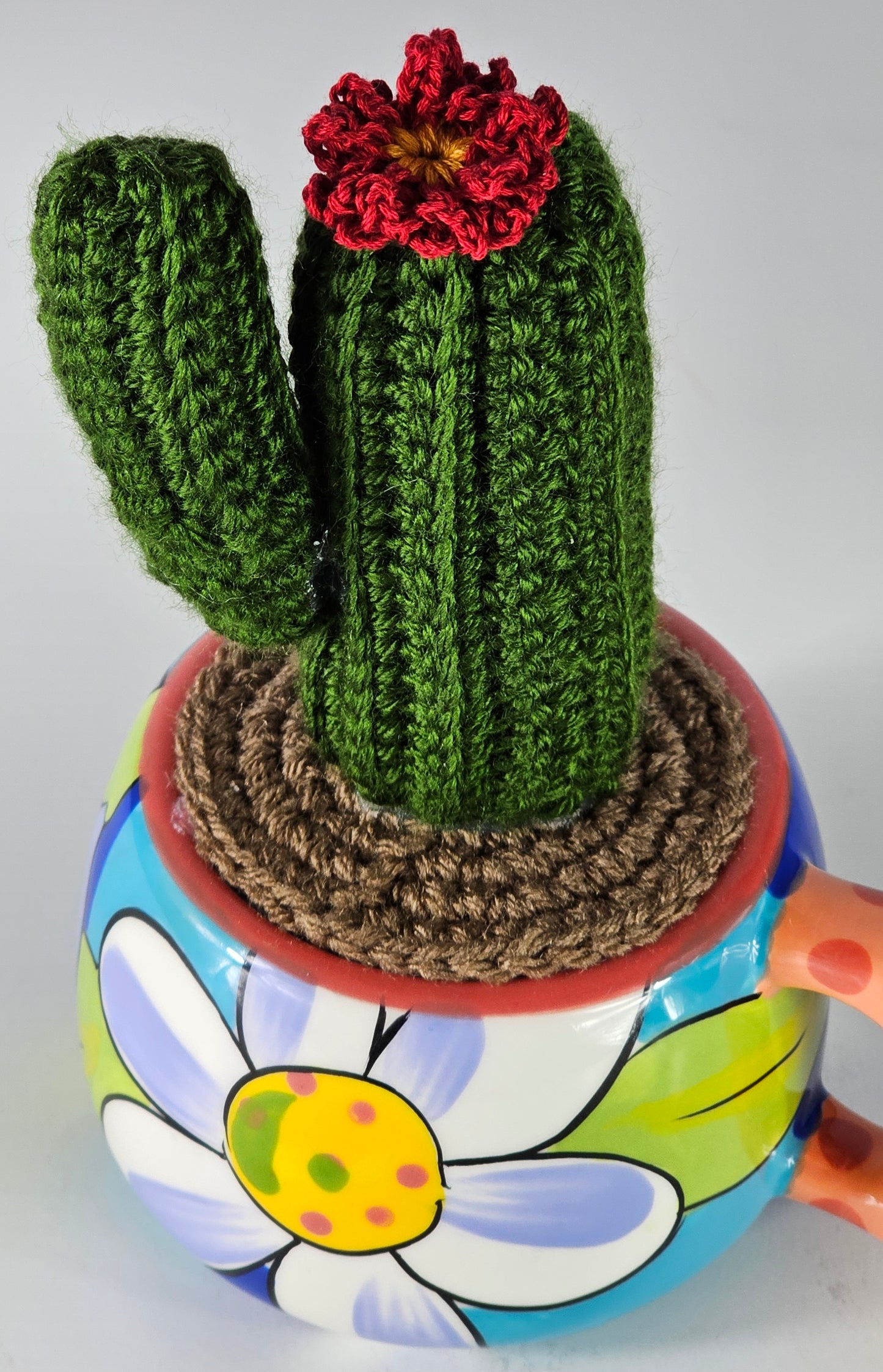 Crocheted Red Saguaro Cactus