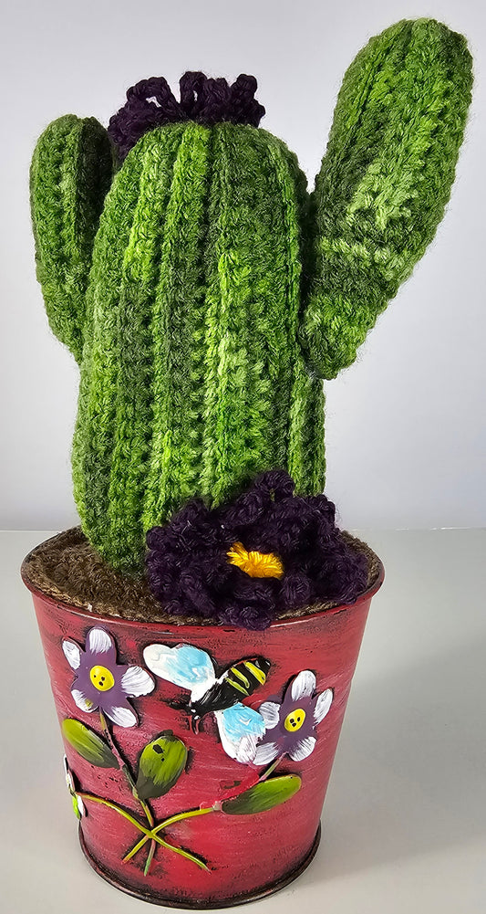 Crocheted Purple Saguaro Cactus