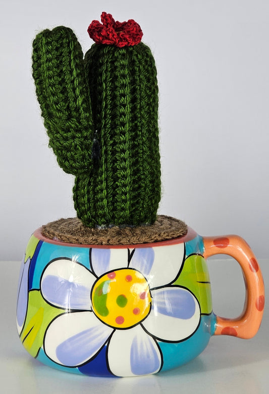 Crocheted Red Saguaro Cactus